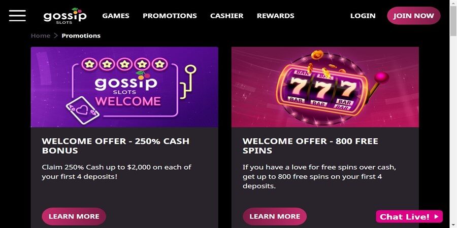 Gossip Slots Casino Bonus