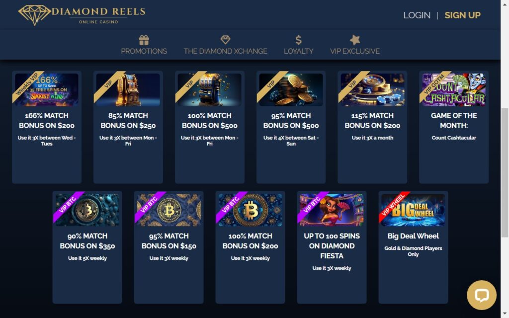 Diamond Reels Casino Vip Bonus