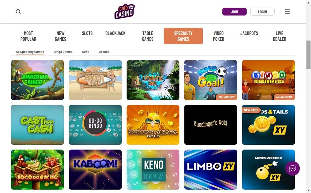 Cafe Casino Specialty Games