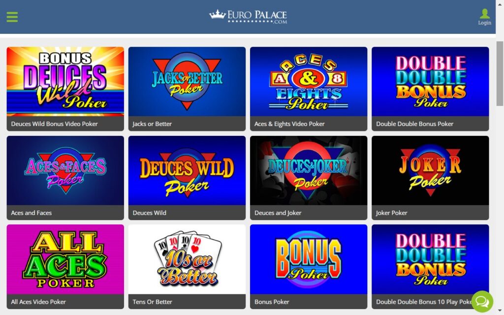 Euro Palace Casino video poker