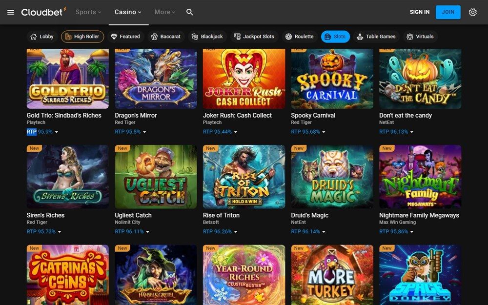 Cloudbet slot games
