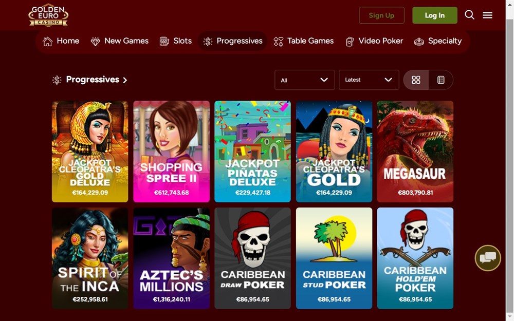 Golden Euro Casino Jackpots