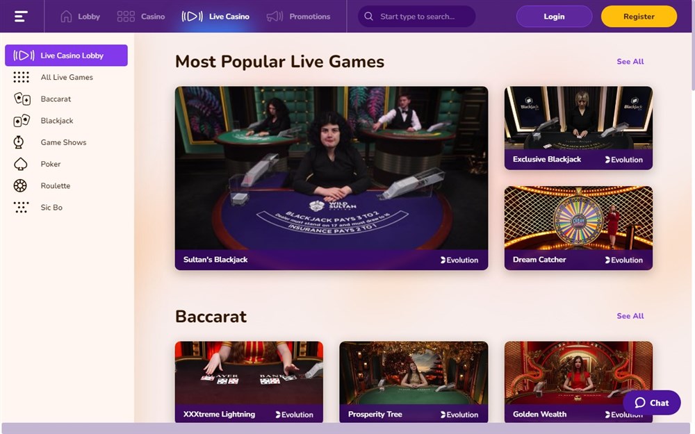 Wild Sultan Live Casino
