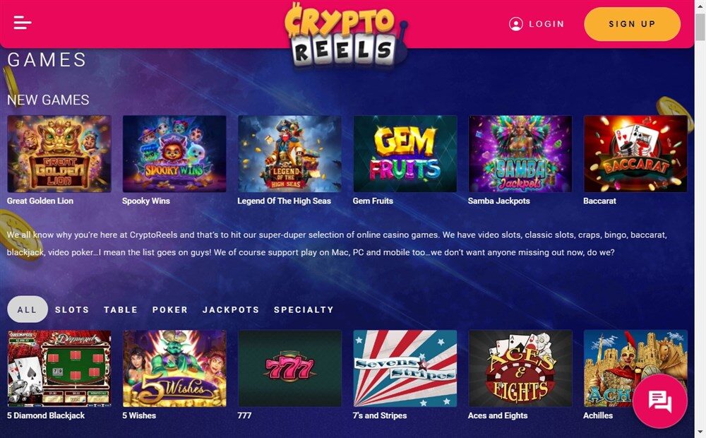 CryptoReels Casino Games