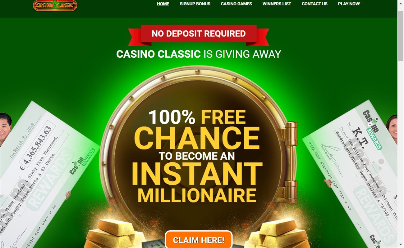 Win $1 million with no deposit at Casino Classic!